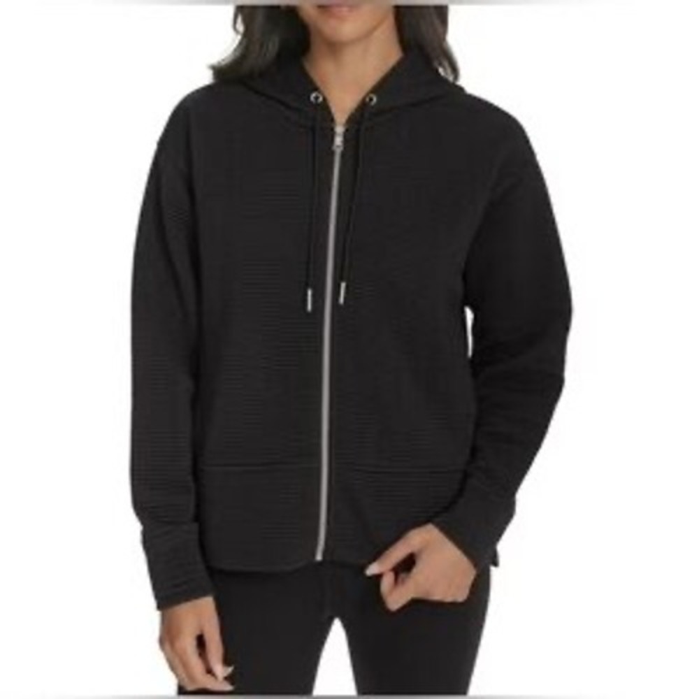 DKNY Womens‎ Faux Suede Jacket Black Long Sleeve Full Zip, Size Small NWT